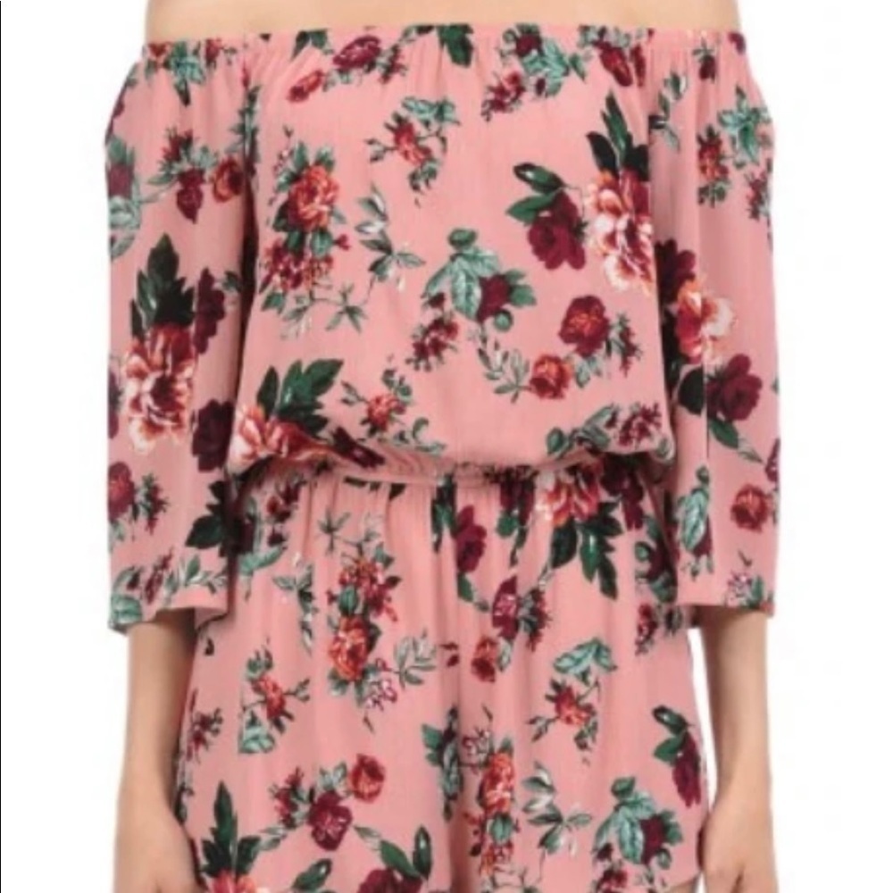 Ambiance 3/4 Sleeve Floral Romper Shorts - Size L